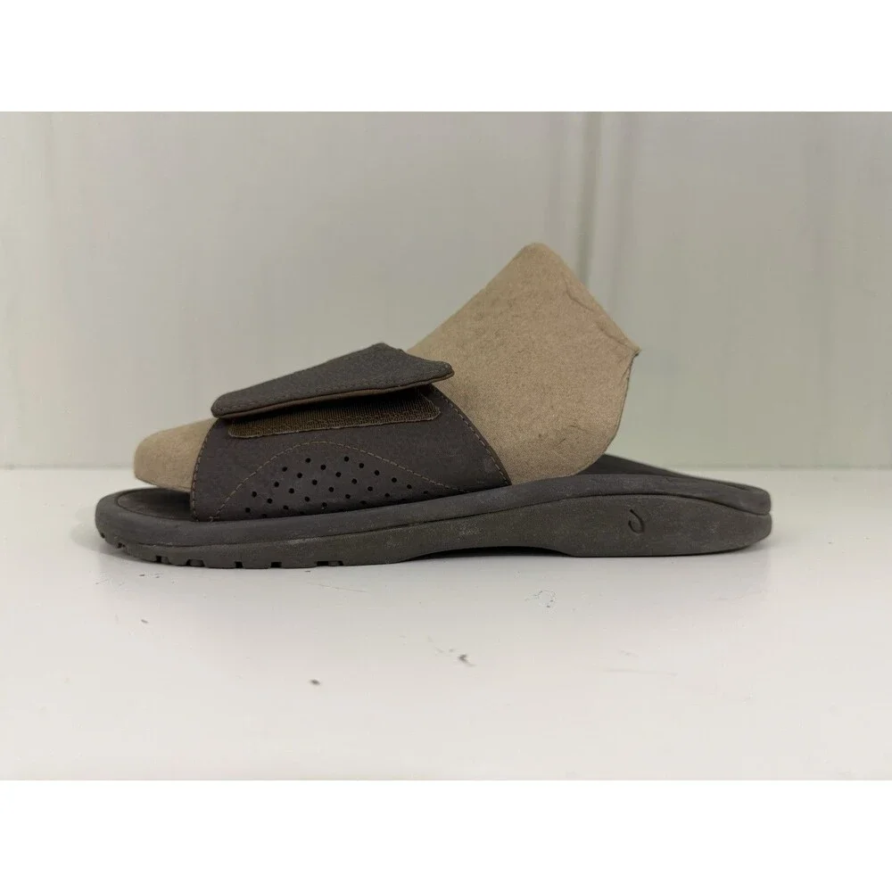 OLUKAI Dark Java Nalu Slide Sandals Mens Sz 9 EU 42 Beach Vibes  Hook & Loop
